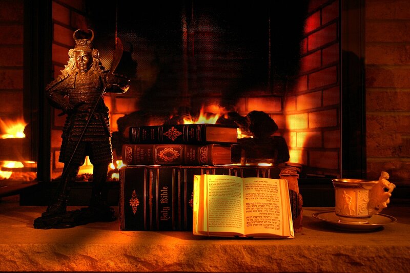 Samurai Statue by Fireplace