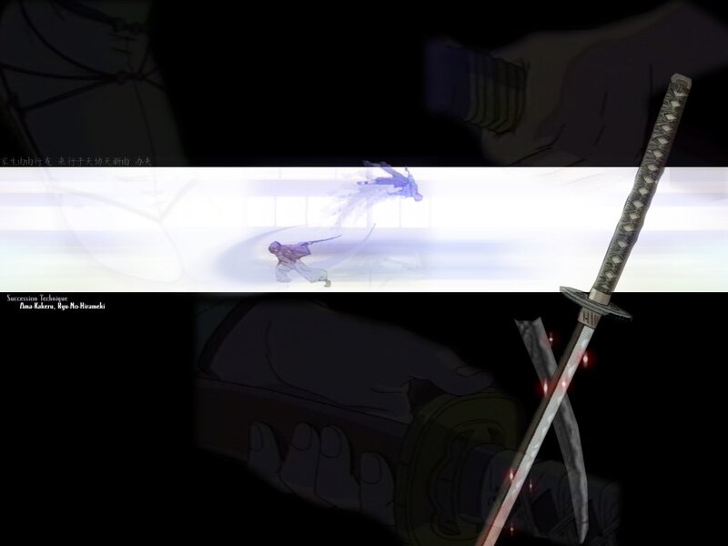 Samurai sword and combat scene