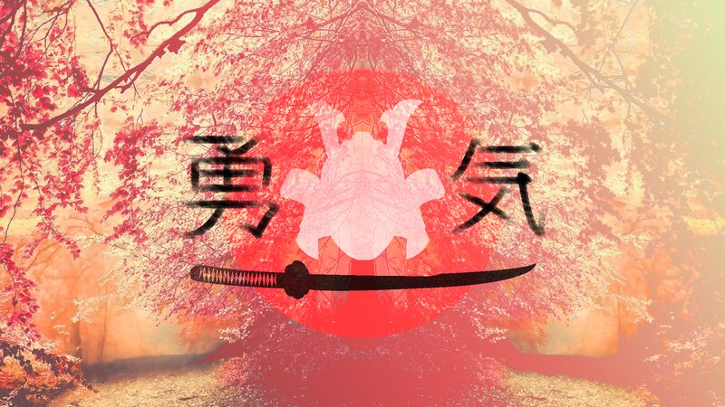 Samurai Sword and Kanji — Red