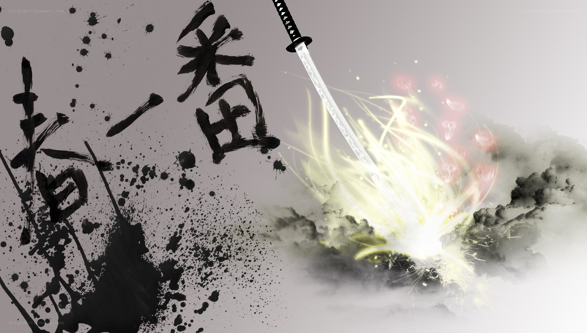 Samurai sword in ink art