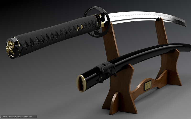 Samurai sword on display stand