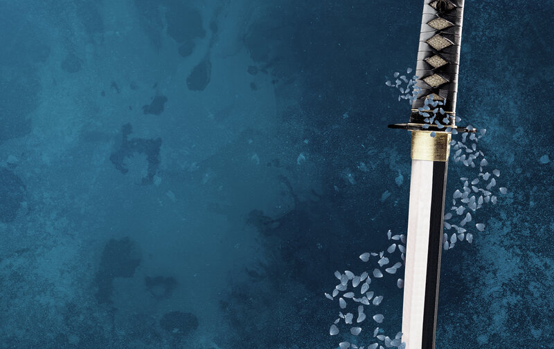 Samurai sword with cherry blossoms