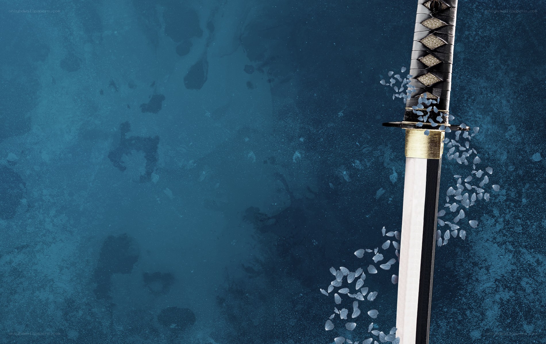 Samurai sword with cherry blossoms