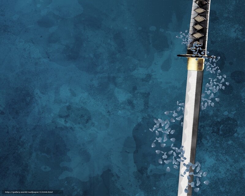 Samurai sword with cherry blossoms