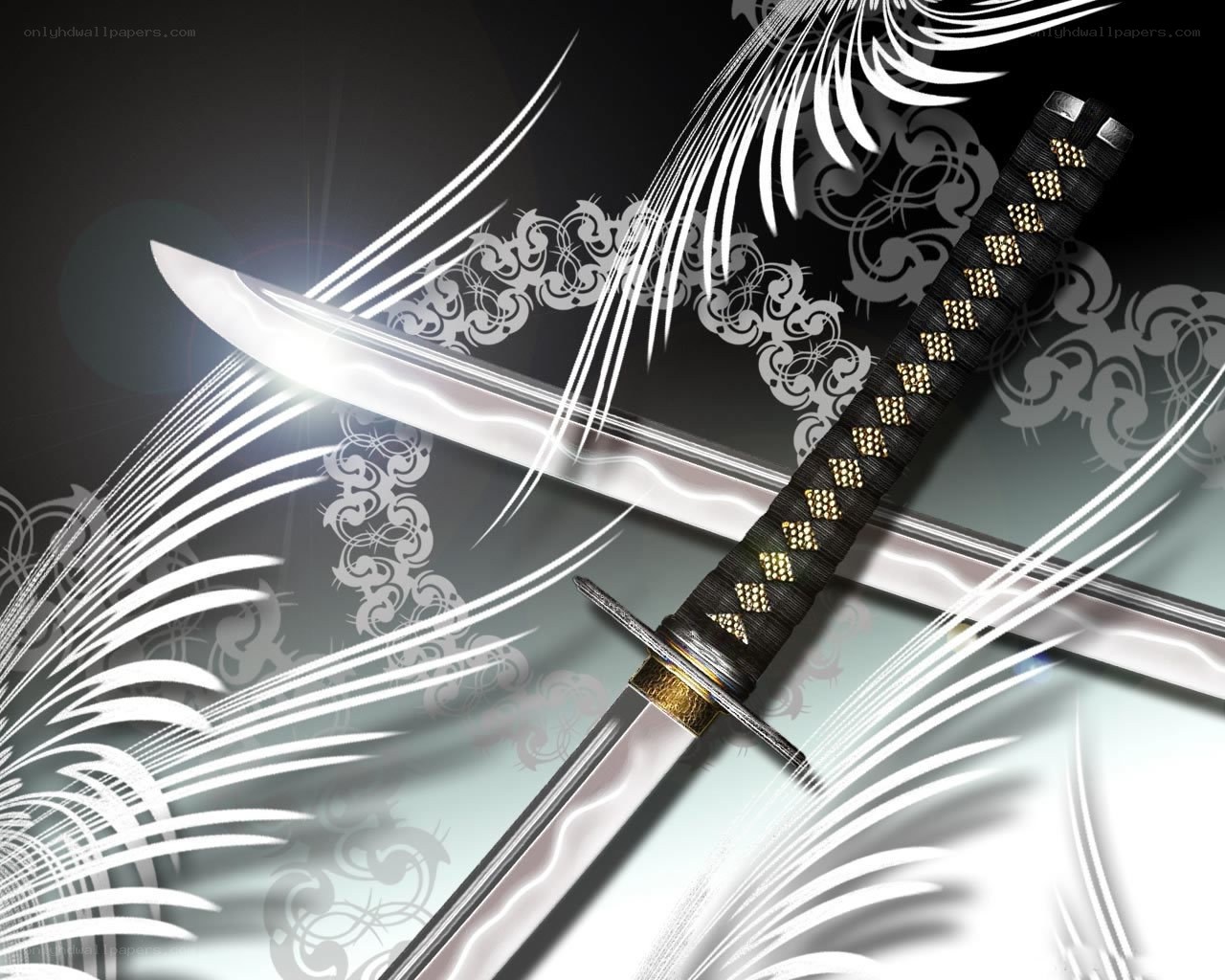 Samurai sword with decorative background