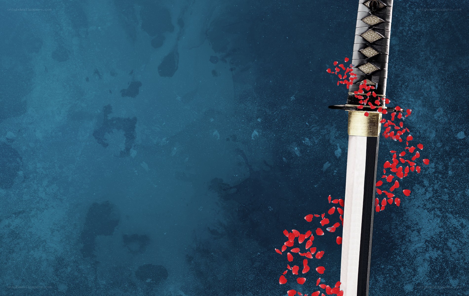Samurai sword with red petals