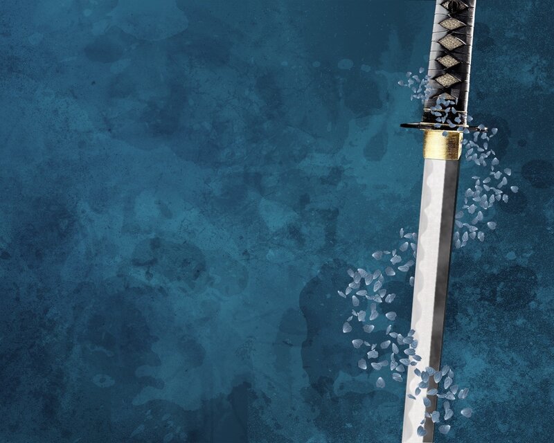 Samurai sword with shattered glass