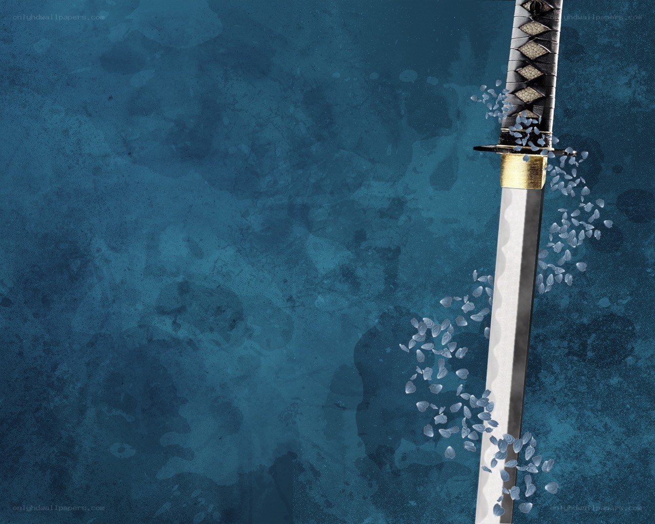 Samurai sword with shattered glass