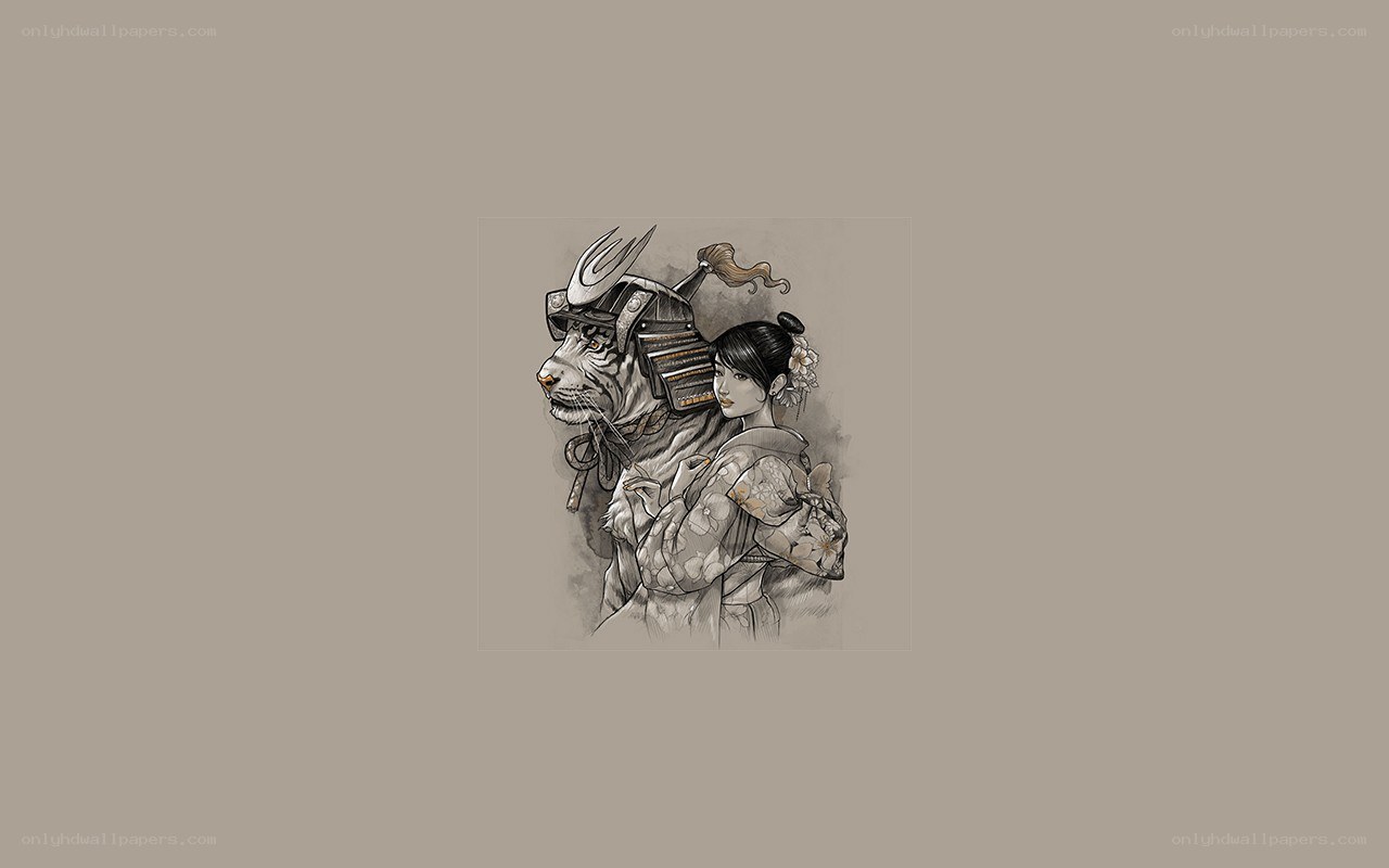 samurai tiger and geisha