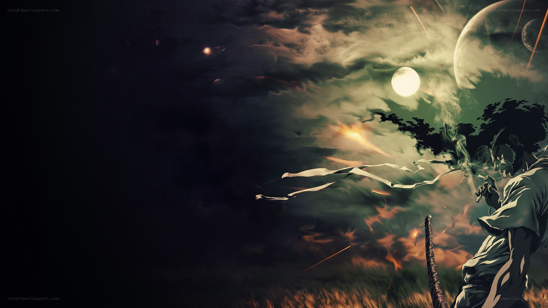 samurai under a celestial sky