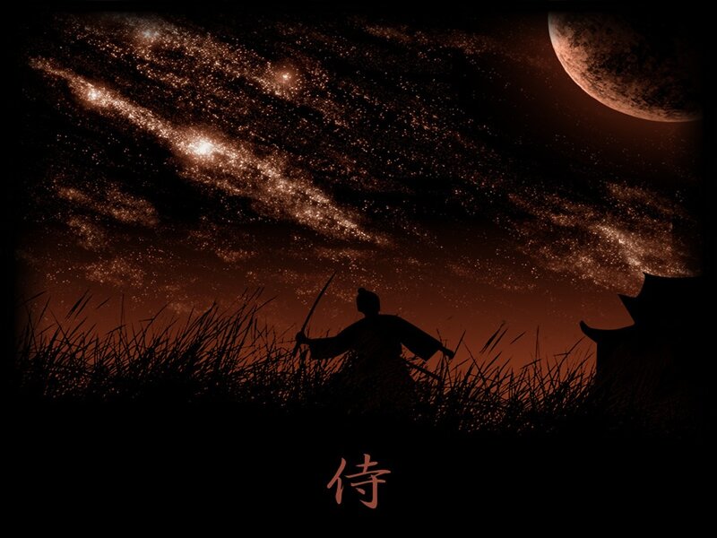 Samurai under a starry sky