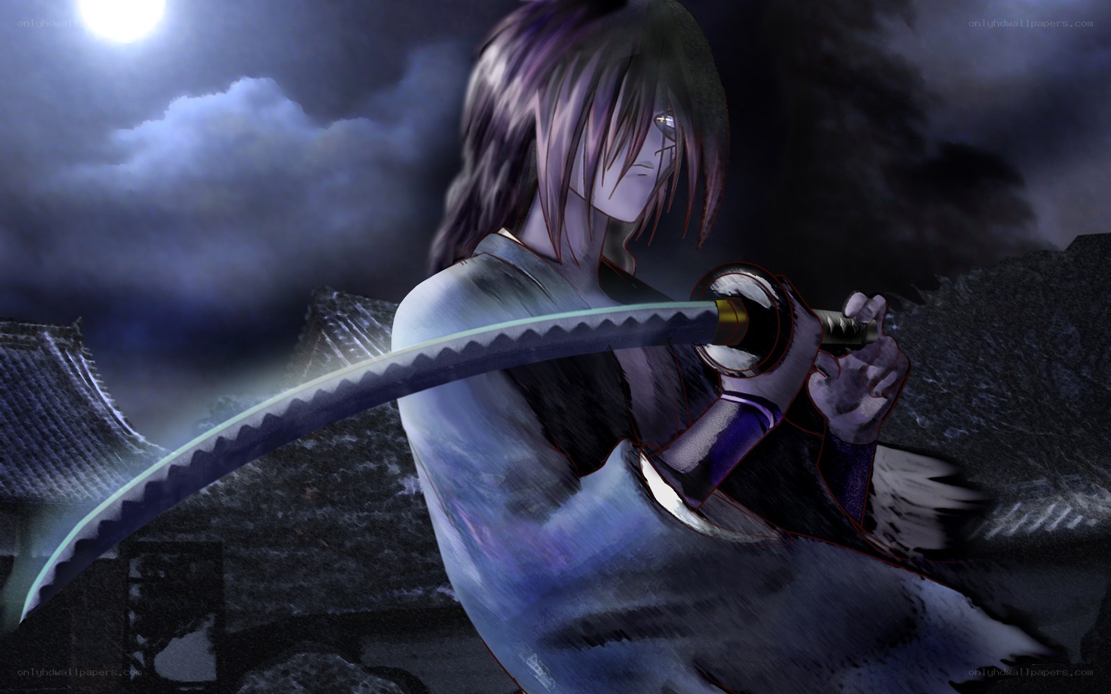 Samurai warrior at night