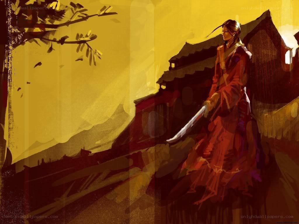 samurai warrior at sunset