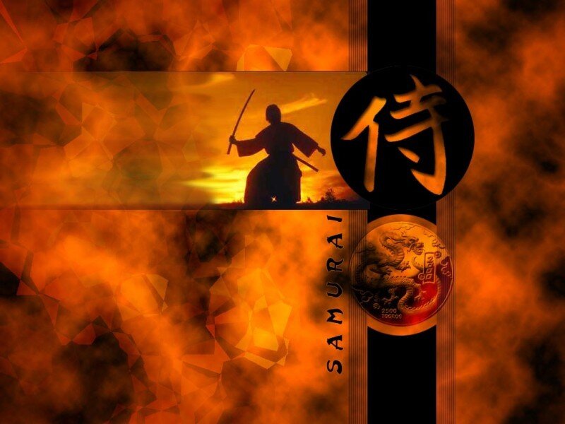 Samurai warrior at sunset