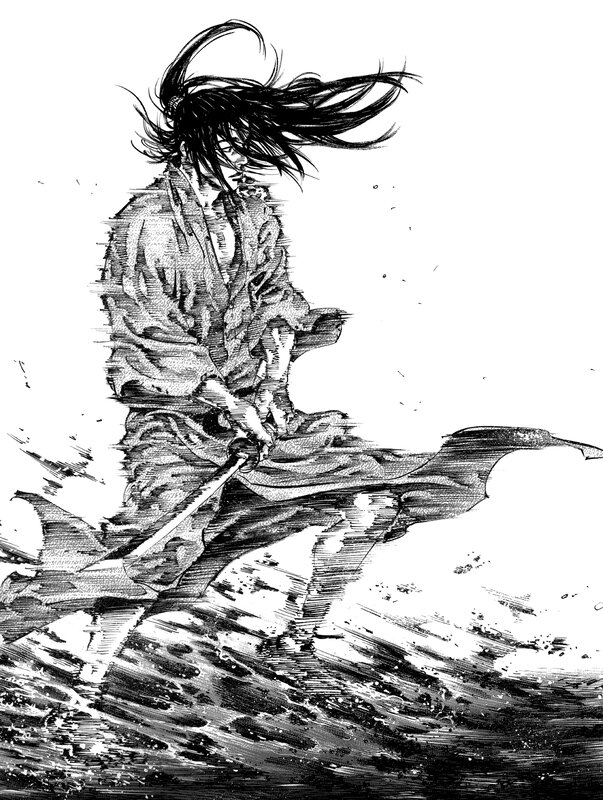 Samurai Warrior — Black, Dramatic, Manga, Sword, Hair