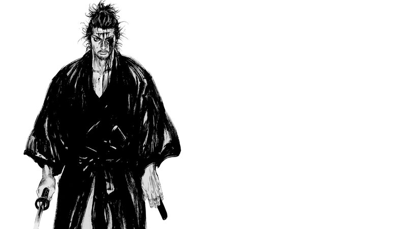 Samurai Warrior — Black, Dramatic, Manga, Sword, Kimono