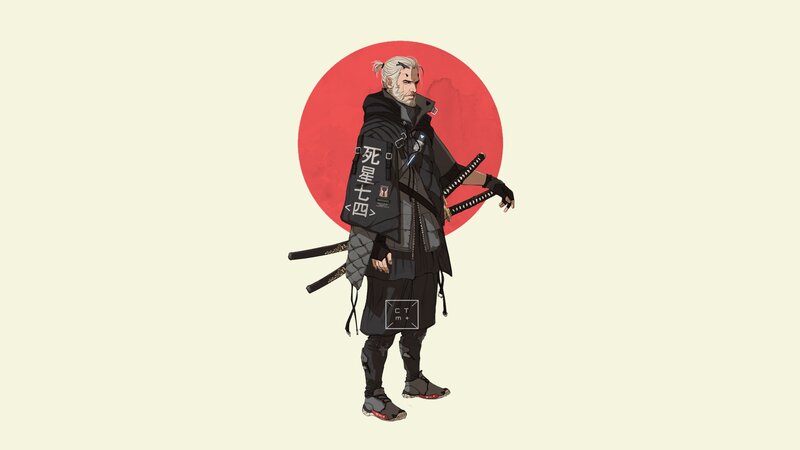 Samurai Warrior — Black, Serious, Digital Art