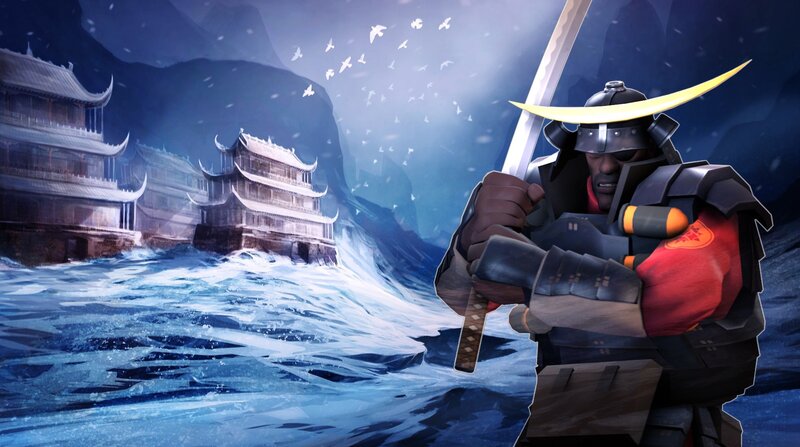 Samurai Warrior — Blue, Dramatic, Night