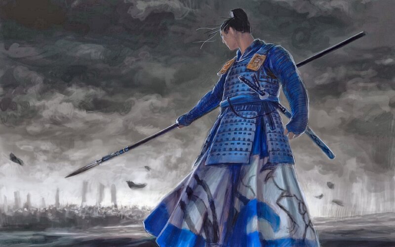 Samurai Warrior — Blue, Dramatic