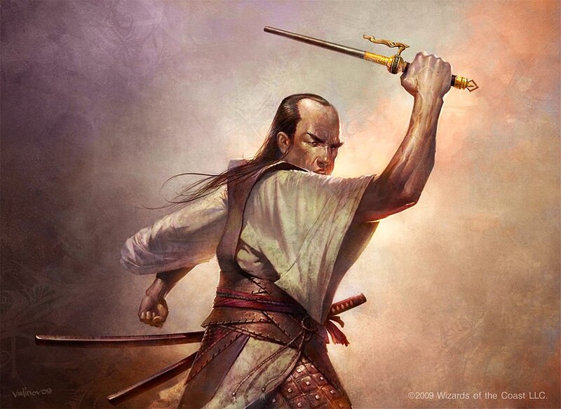 Samurai Warrior — Brown, Dramatic, Digital Art, Sword, Long Hair
