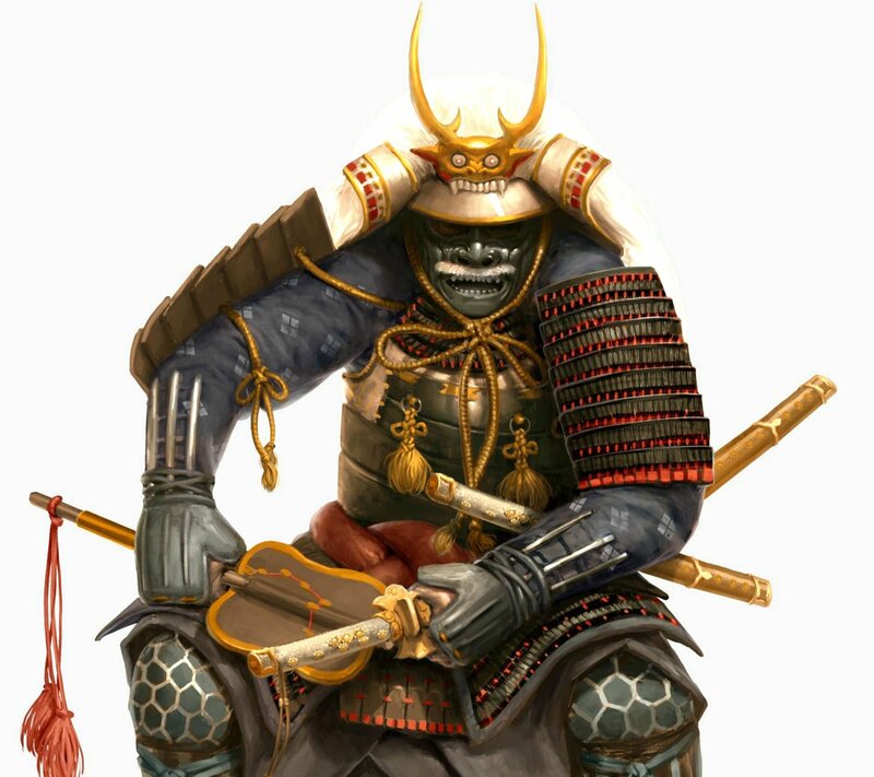 Samurai Warrior — Gray, Dramatic, Digital Art, Sword