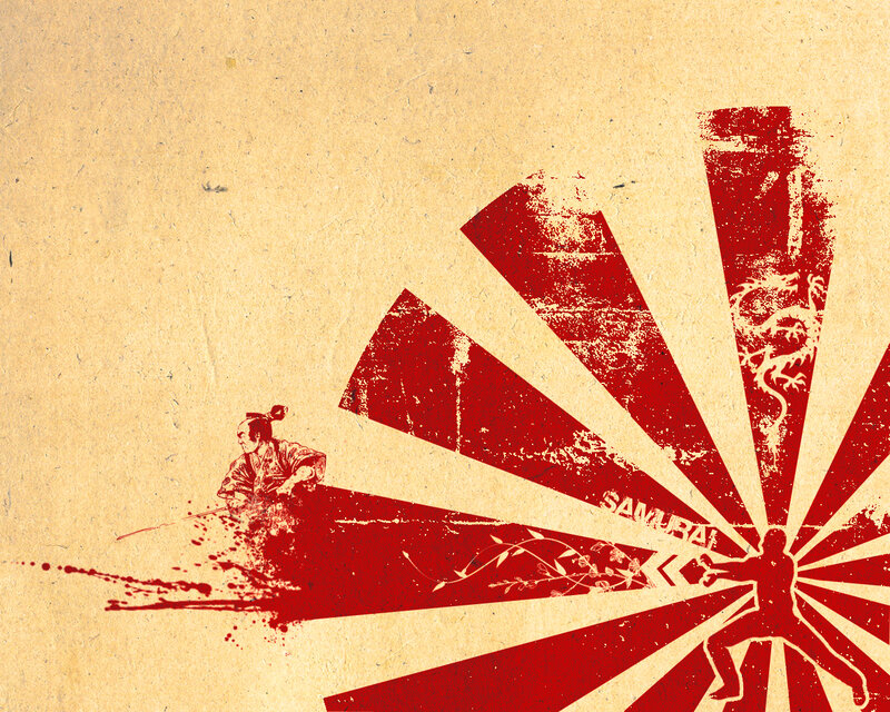 Samurai Warrior Illustration — Red, Dramatic
