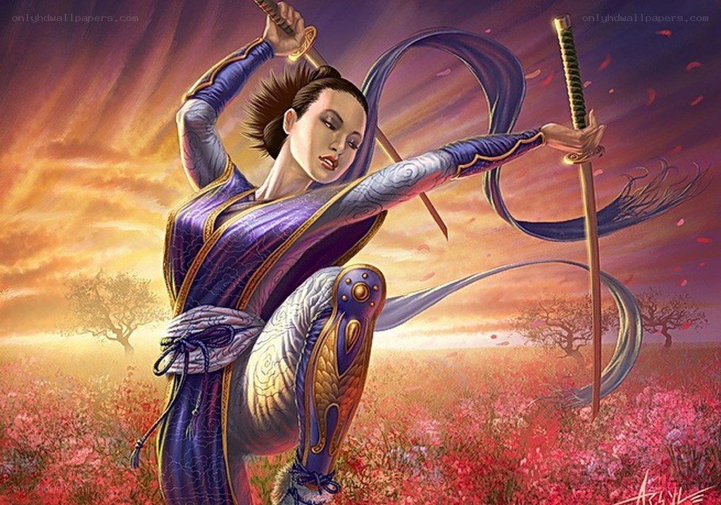 Samurai warrior in a field