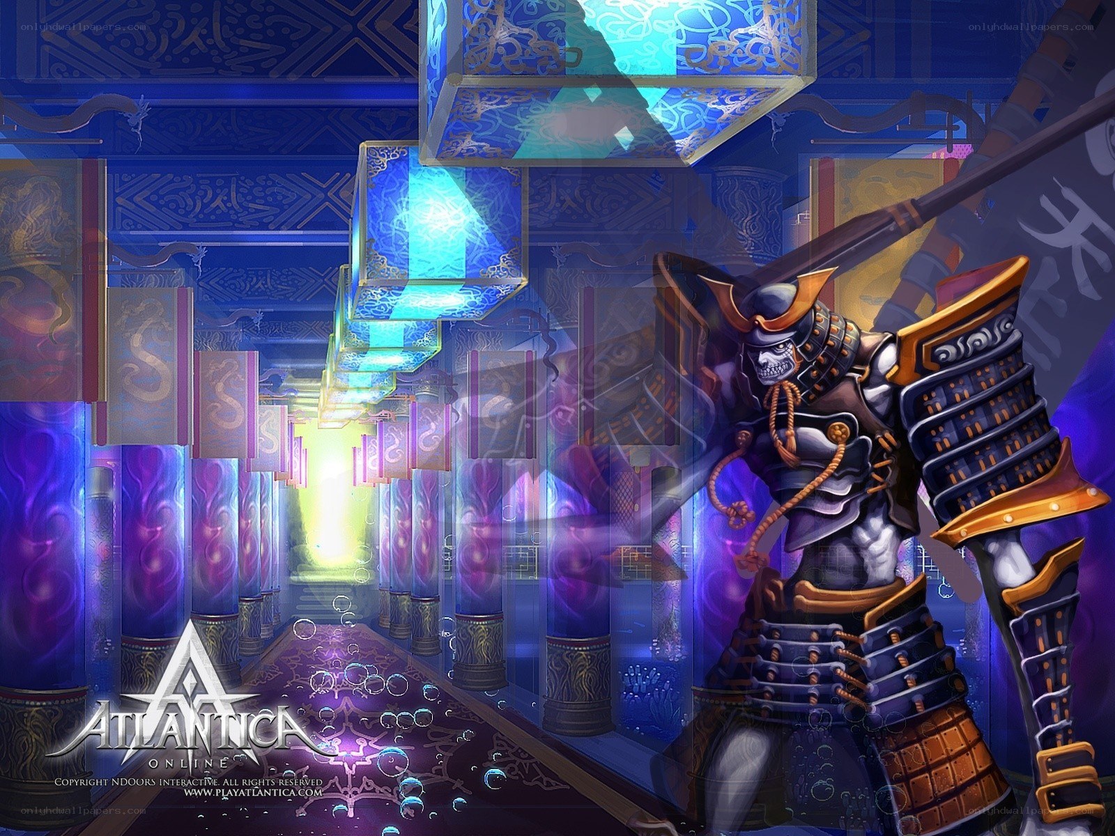 Samurai warrior in a mystical corridor