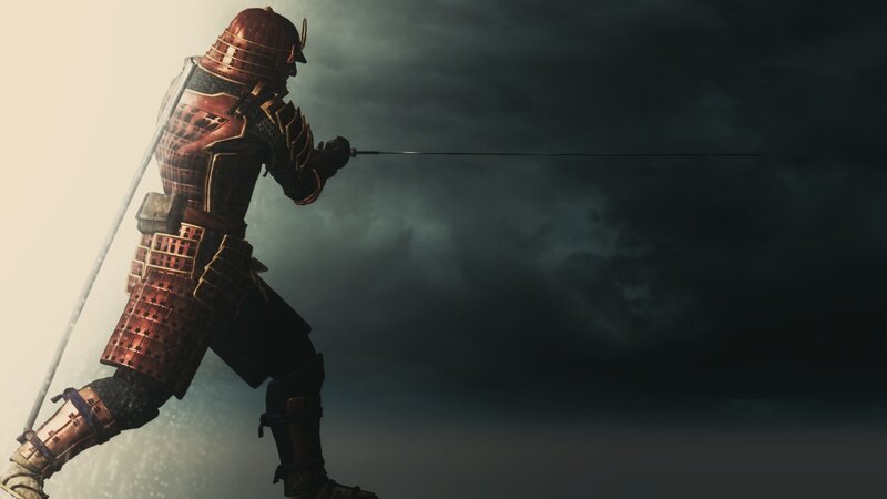 Samurai Warrior in Armor — Black, Dramatic, 3d Render