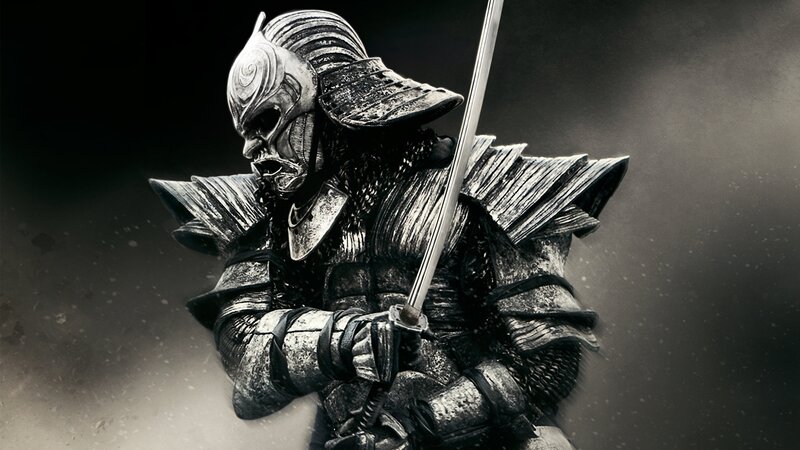 Samurai Warrior in Armor — Black, Dramatic, Digital Art, Sword, Helmet