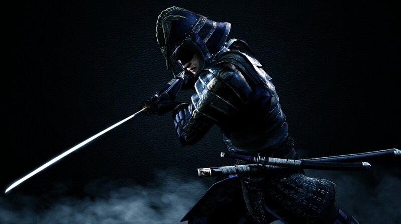 Samurai Warrior in Armor — Black, Dramatic, Night