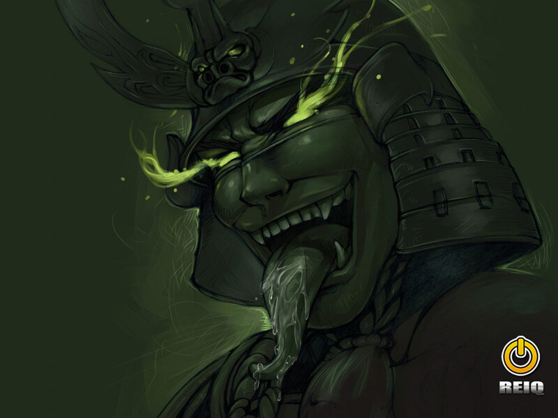 Samurai Warrior in Armor — Green