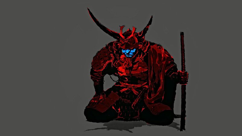 Samurai Warrior in Armor — Red, Dramatic