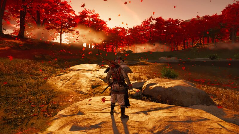 Samurai Warrior in Autumn — Red
