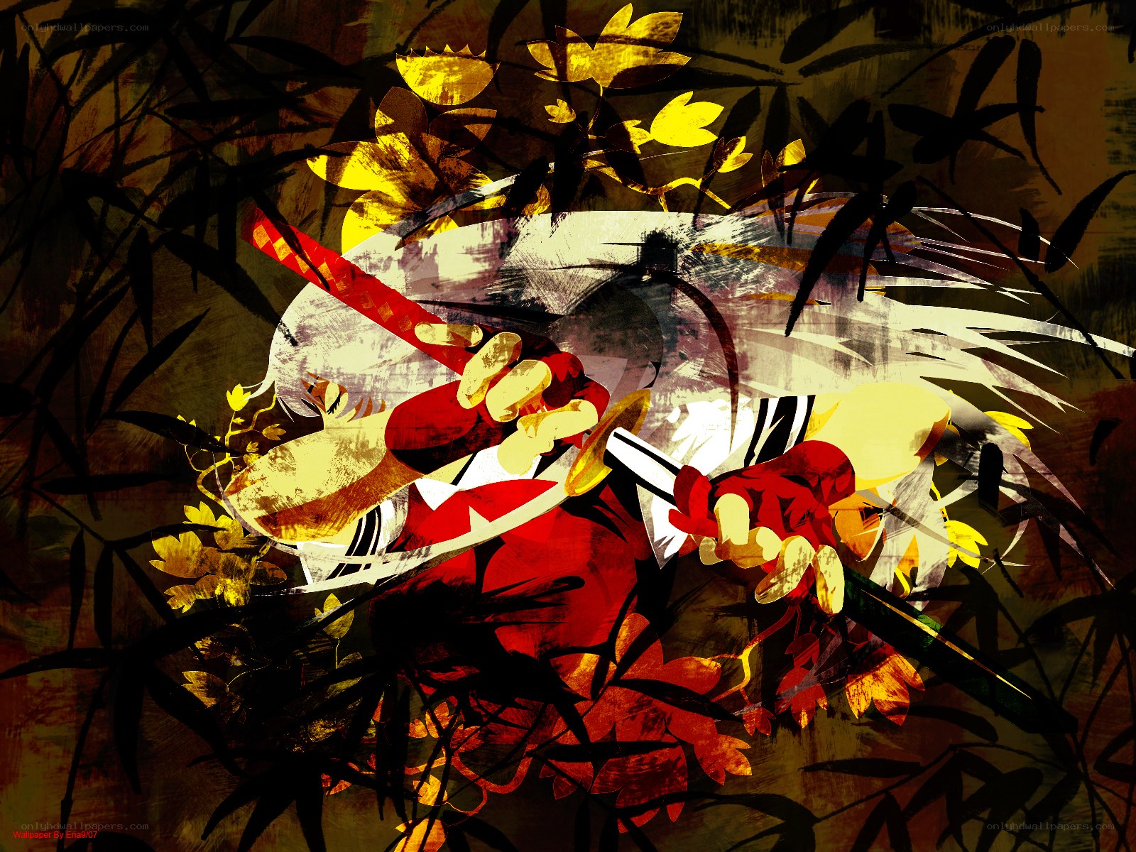 Samurai warrior in bamboo forest