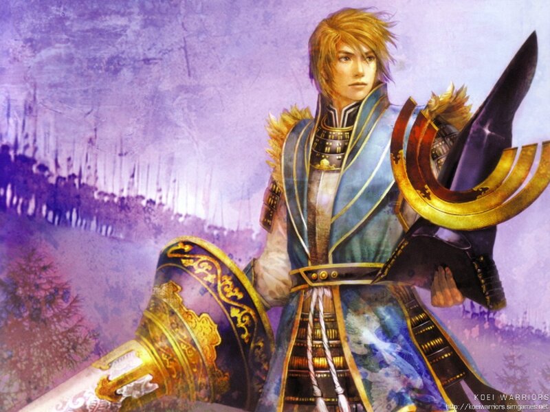Samurai warrior in blue armor