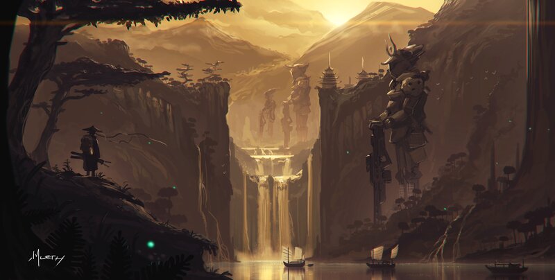 Samurai Warrior in Canyon