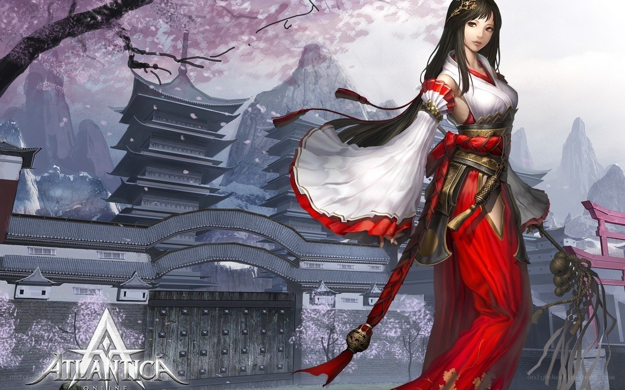 Samurai warrior in cherry blossom