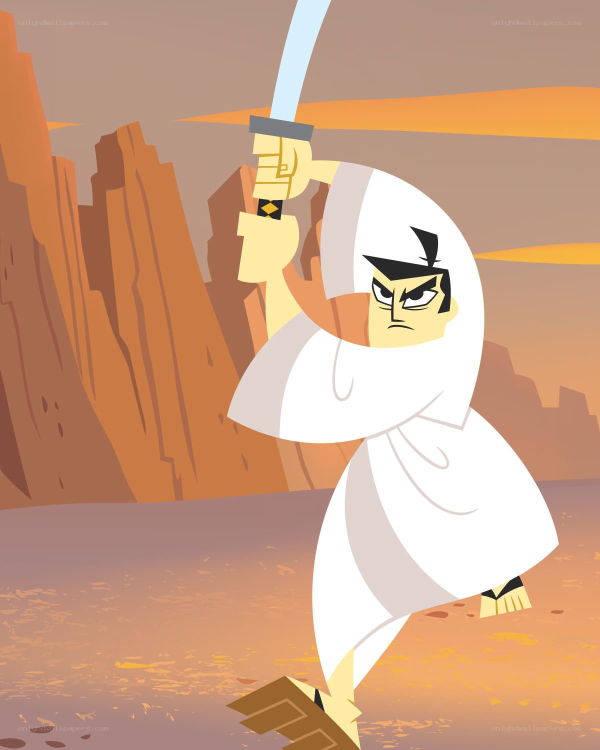 Samurai warrior in desert
