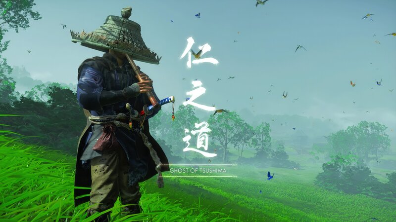 Samurai Warrior in Field — Green, Serene