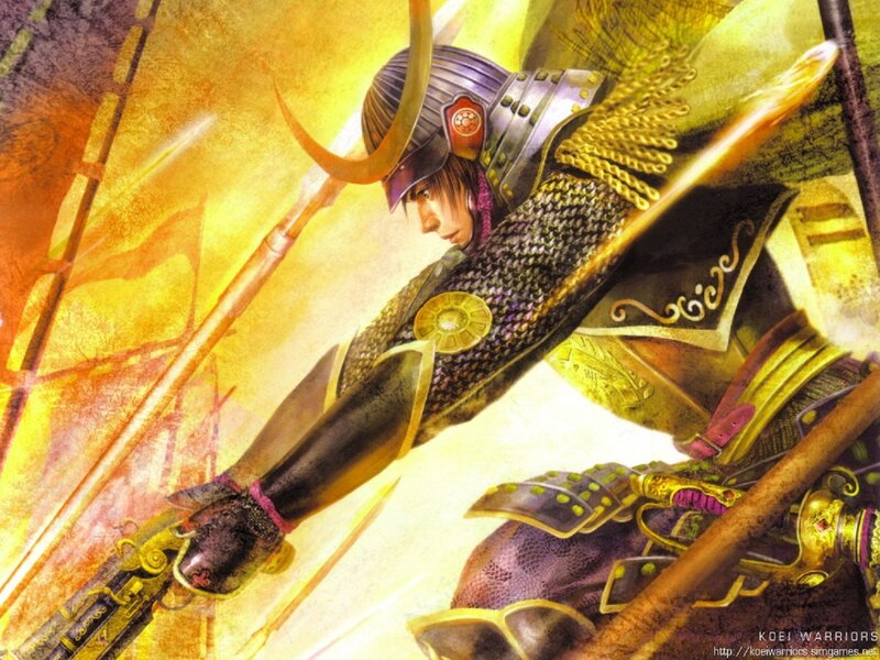 Samurai warrior in golden light