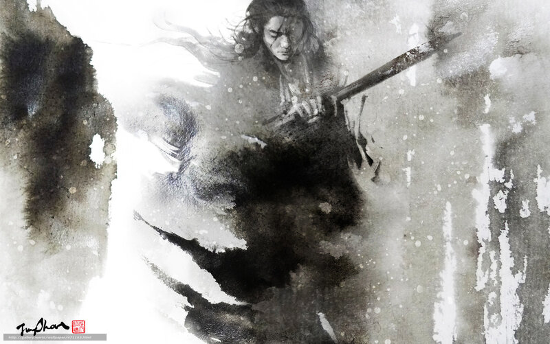 samurai warrior in ink art