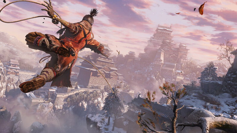 Samurai Warrior in Mid-air — Pink
