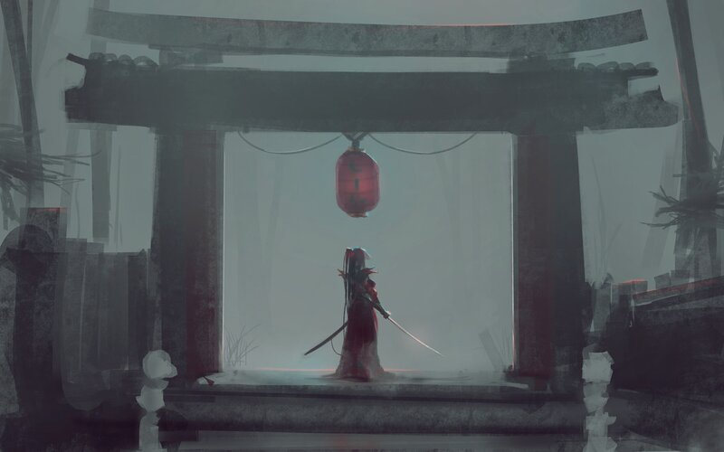 Samurai Warrior in Mist