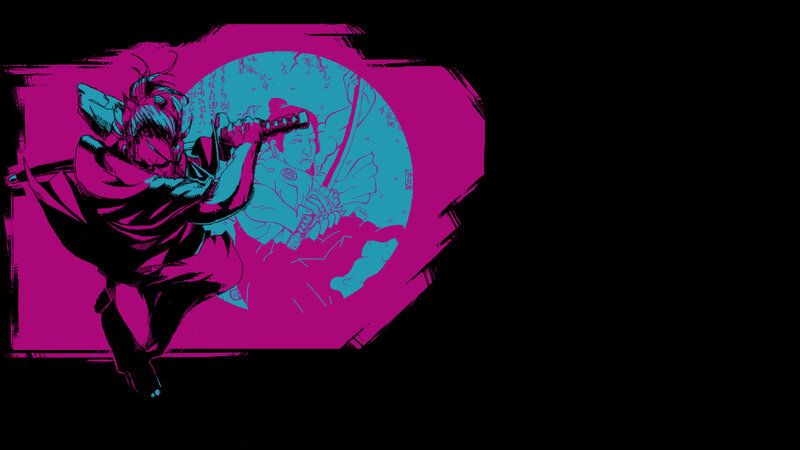 Samurai Warrior in Motion — Magenta, Dramatic