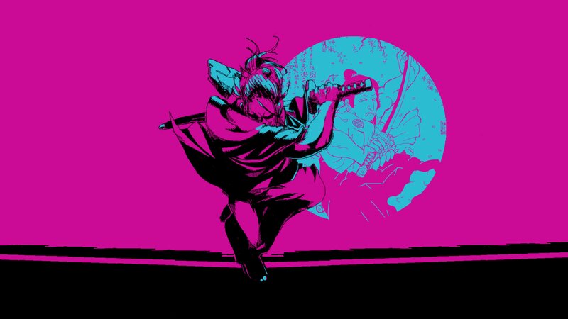 Samurai Warrior in Motion — Magenta