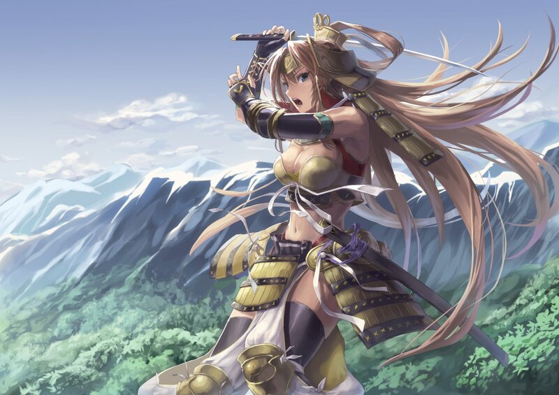 samurai warrior in mountain landscape