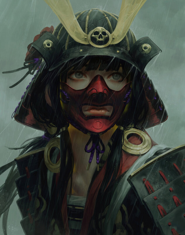 Samurai Warrior in Rain