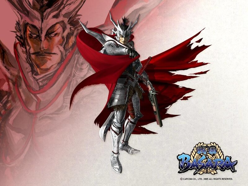 Samurai warrior in red cape