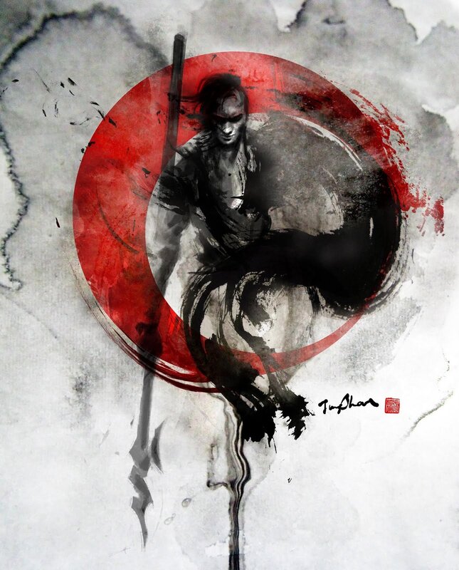 samurai warrior in red circle